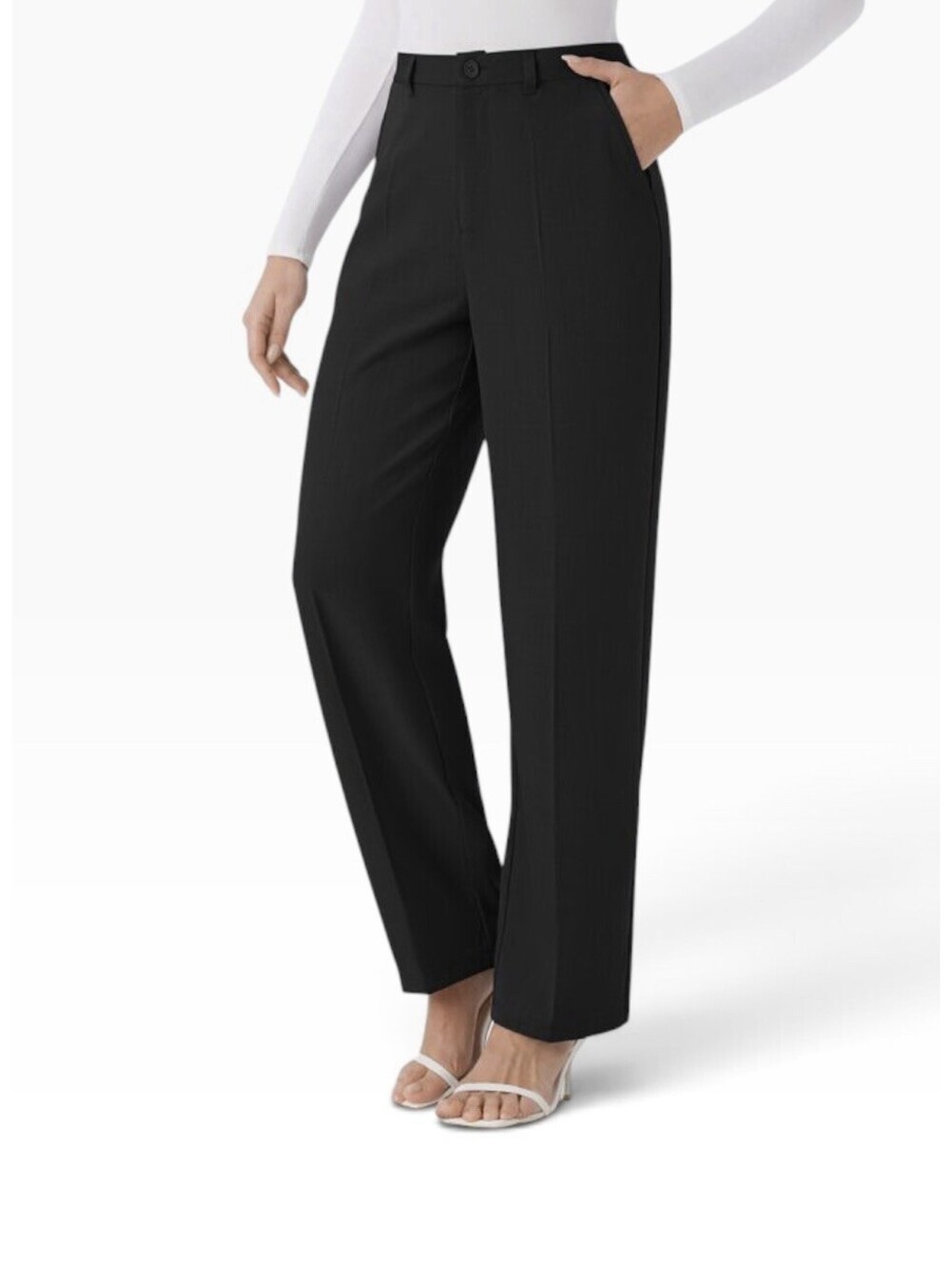 Halara Women's High Waisted Pocket Straight Leg Work Pants Black Size M